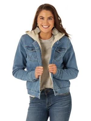 Women's Wrangler Retro® Sherpa Lined Hooded Denim Jacket 112317280