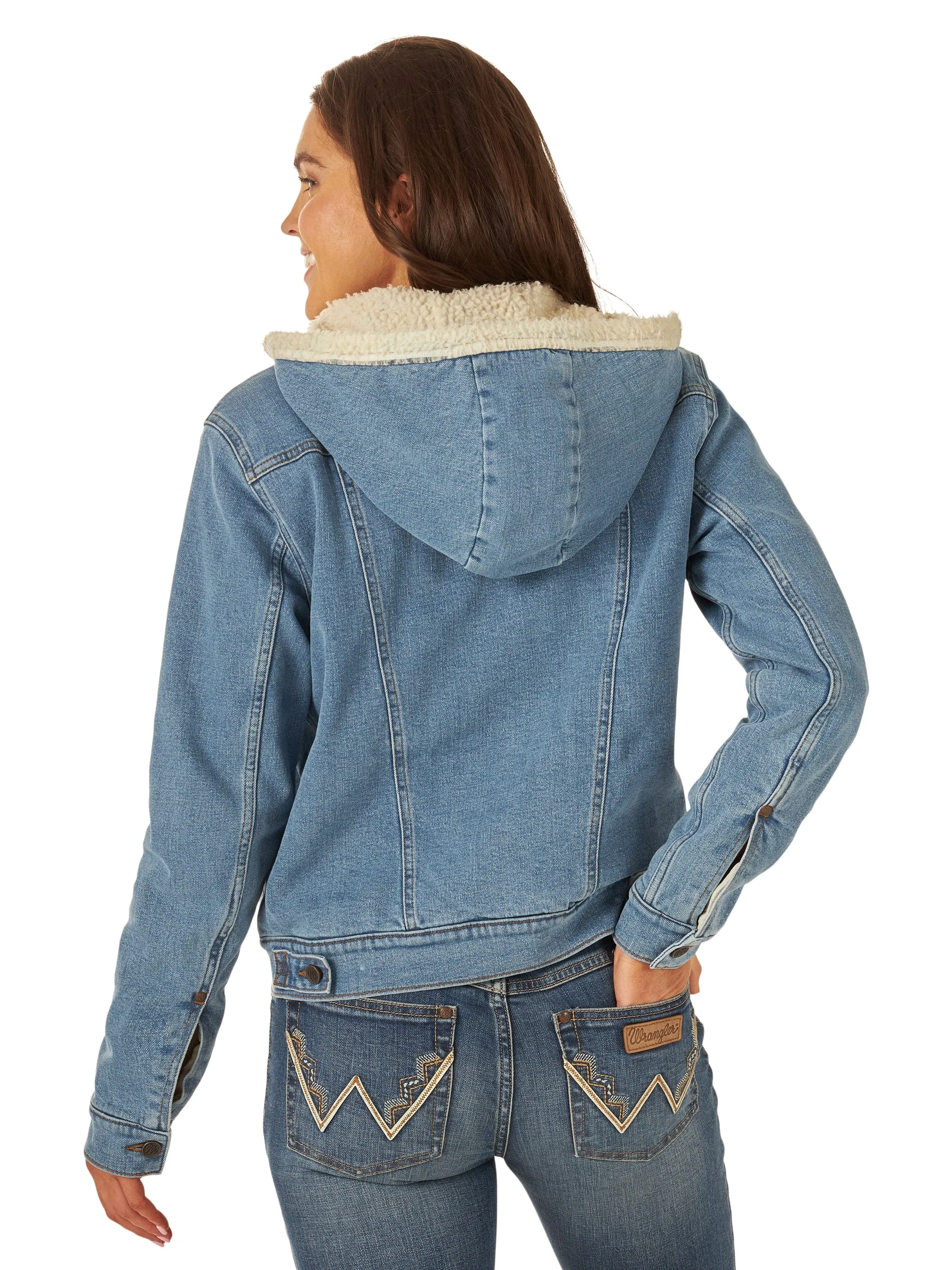 Women's Wrangler Retro® Sherpa Lined Hooded Denim Jacket 112317280